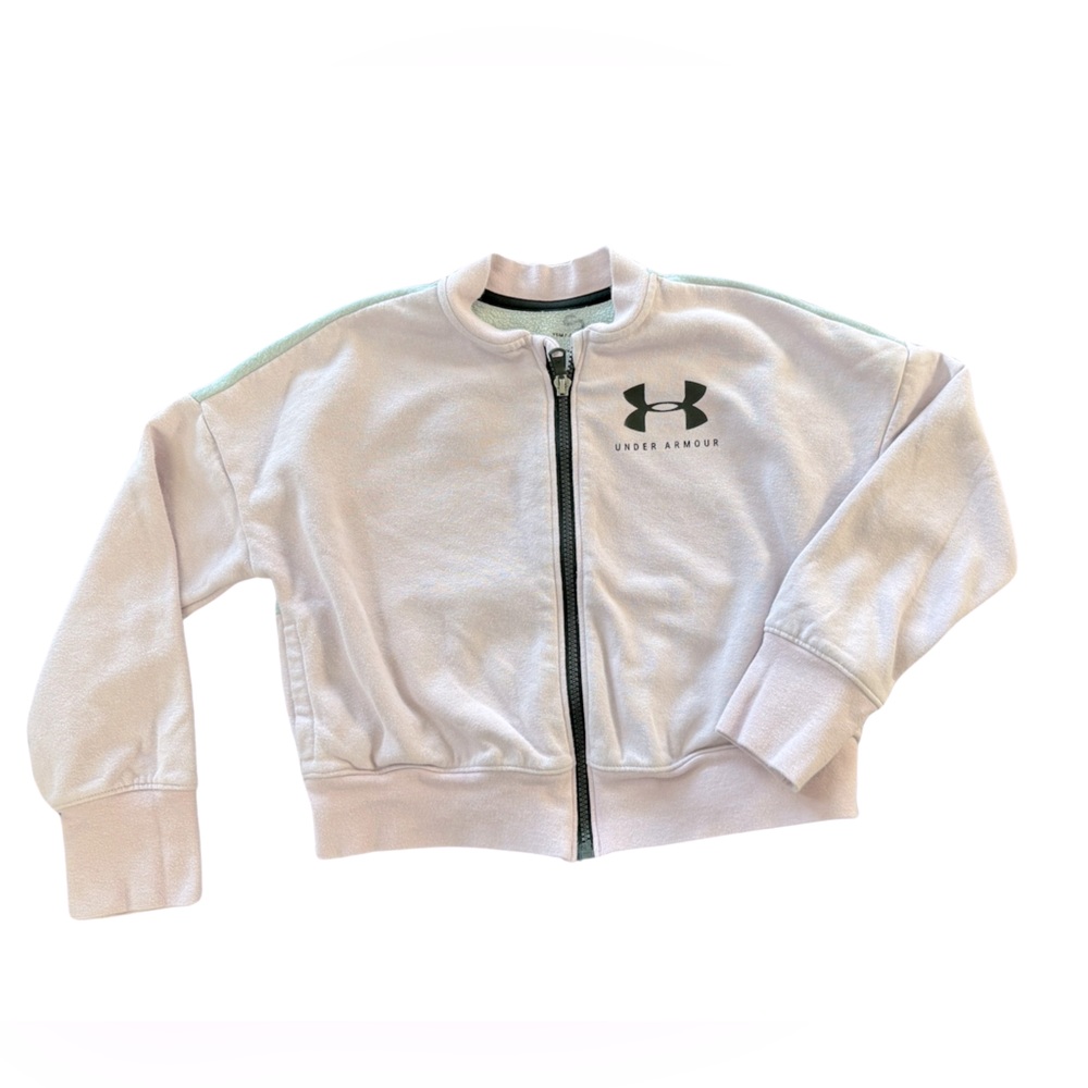 Girls Full Zip Under Armour Sweatshirt/Jacket, Purple and Gray, Small, C…